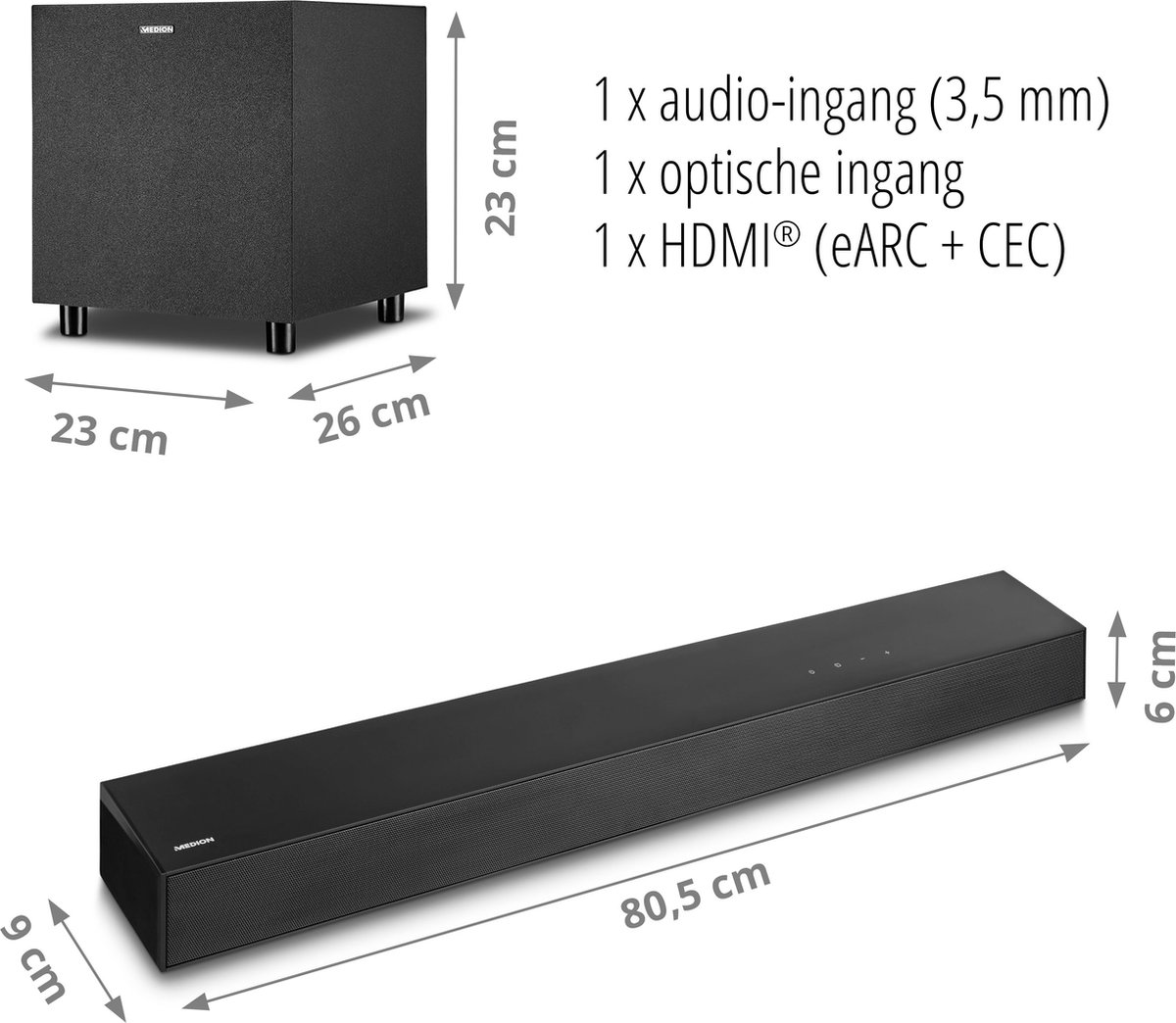 MEDION S61022 Soundbar met draadloze subwoofer