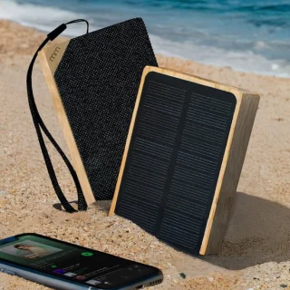 MikaMax Solar Bamboo Draadloze Bluetooth Speaker