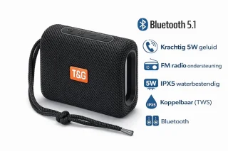 De Mini Draagbare Bluetooth Speaker Zwart in één oogopslag