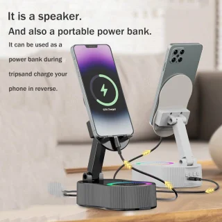 Mobiele telefoonhouder met Bluetooth-luidspreker (wit)