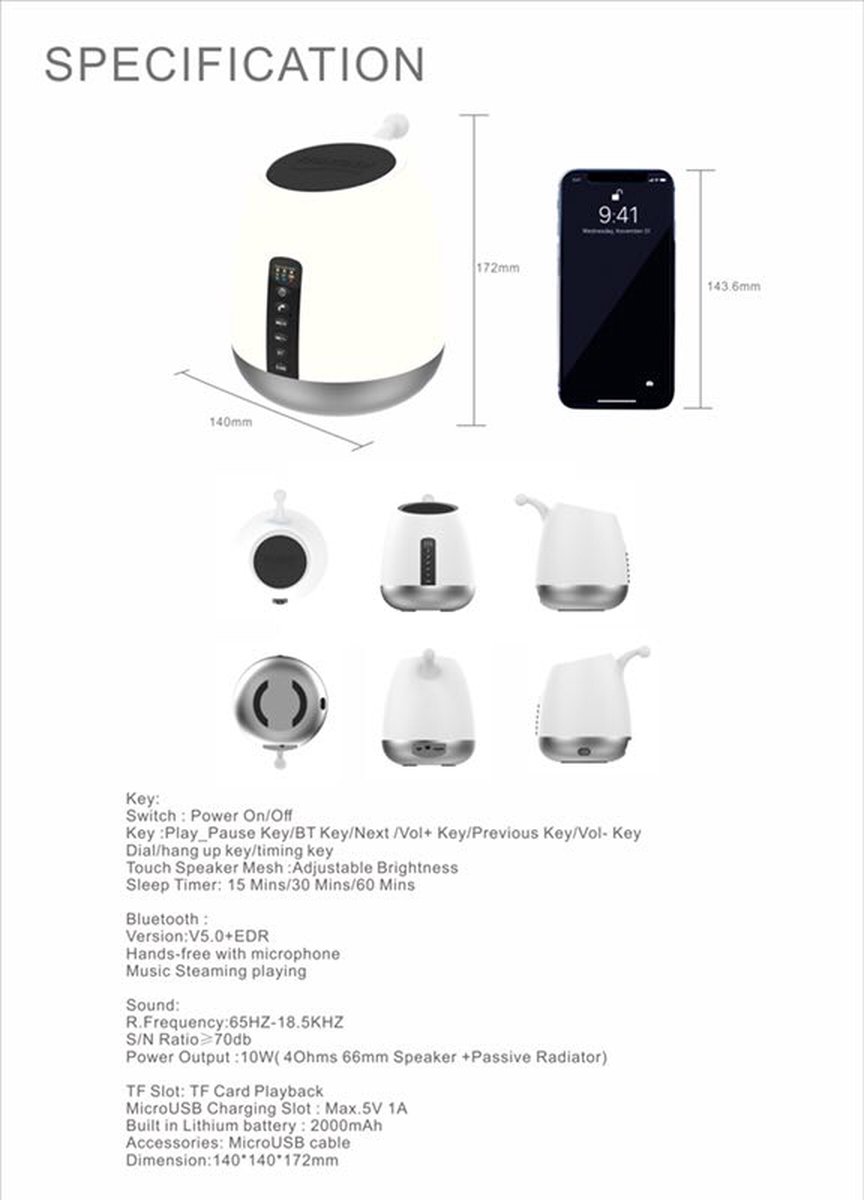 Musky Dy50 Draadloze Bluetooth Speaker Wit