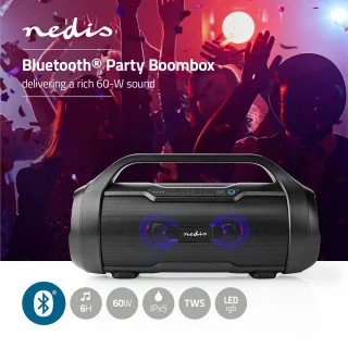 Nedis Bluetooth Party Boombox 120W Zwart