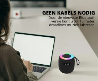 OKOP Bluetooth Speaker Draadloos Draagbaar RGB LED Grijs