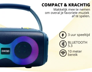 OKOP Bluetooth speaker draagbaar blauw