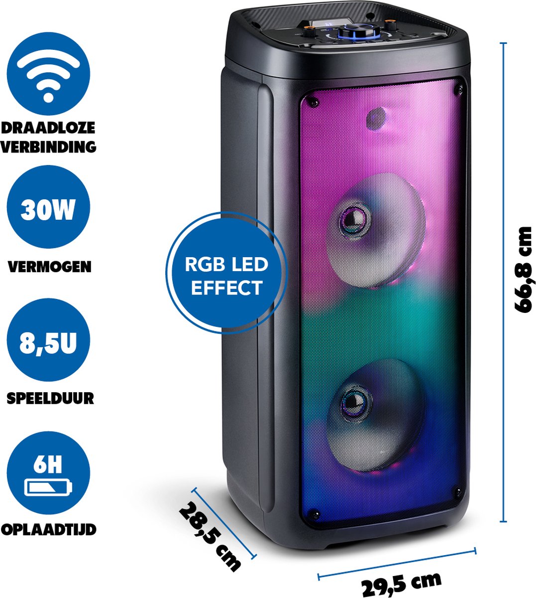 Partybox Bluetooth Speaker met Microfoon Zwart