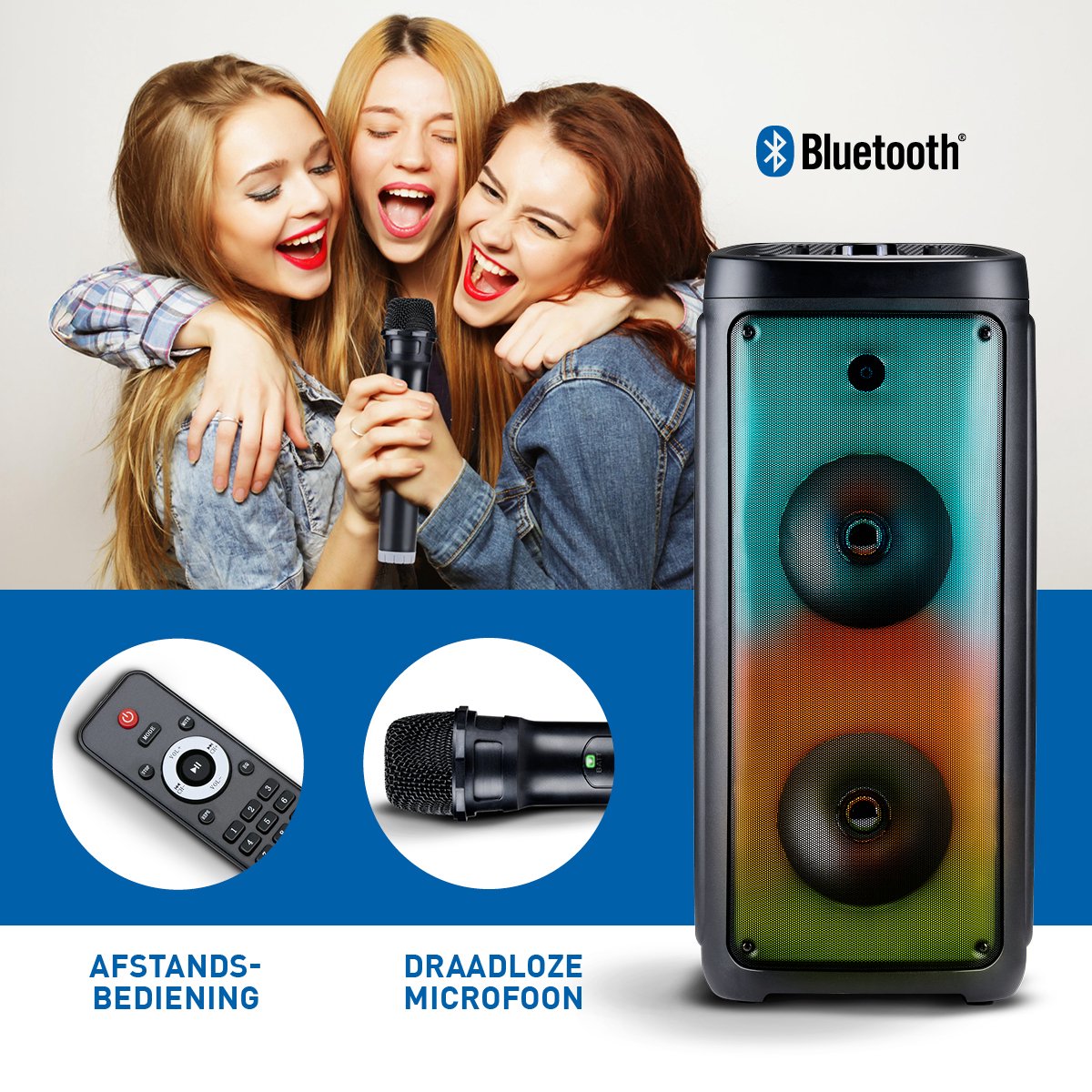 Partybox Bluetooth Speaker met Microfoon Zwart