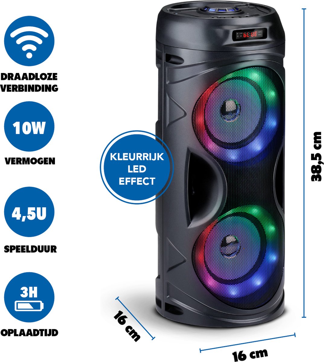 Partybox Bluetooth Speaker RGB 16x38.5 cm