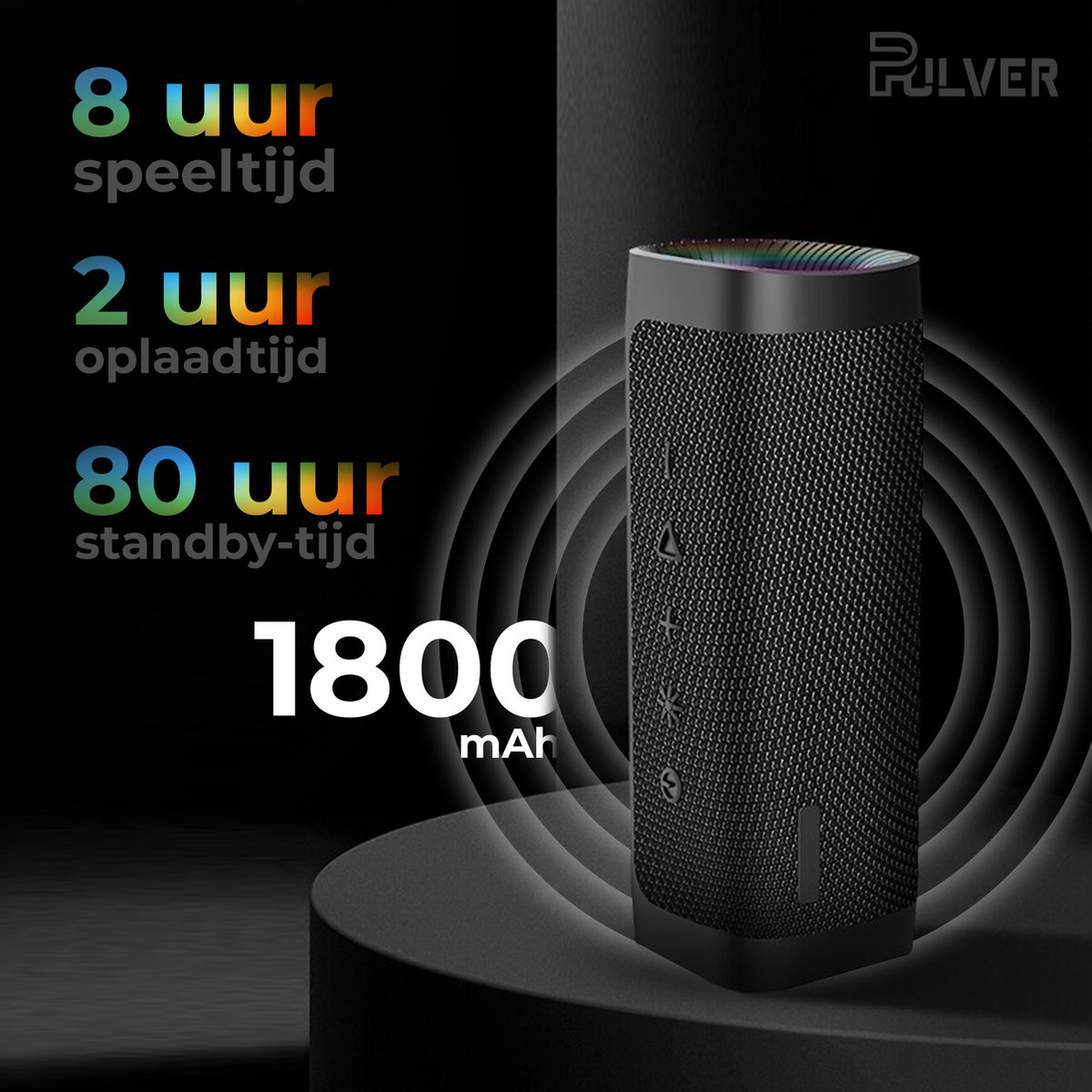 Pulver Ultra RGB Led Draadloze Bluetooth Speaker Zwart