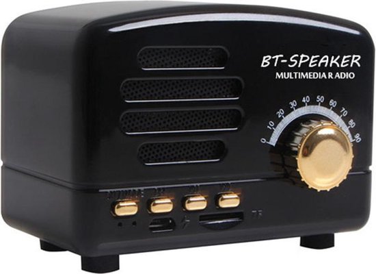 Retro Bluetooth speaker FM radio zwart