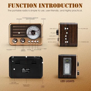 Retro Speaker Bluetooth Draagbare Vintage Radio - Bruin