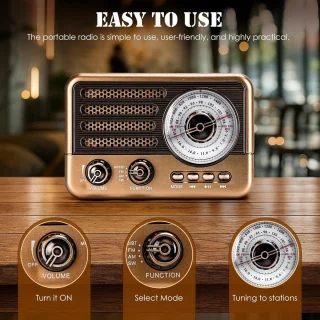 Retro Speaker Bluetooth Draagbare Vintage Radio - Bruin