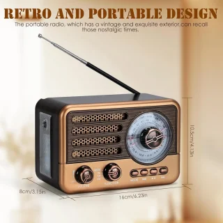 Retro Speaker Bluetooth Draagbare Vintage Radio - Bruin
