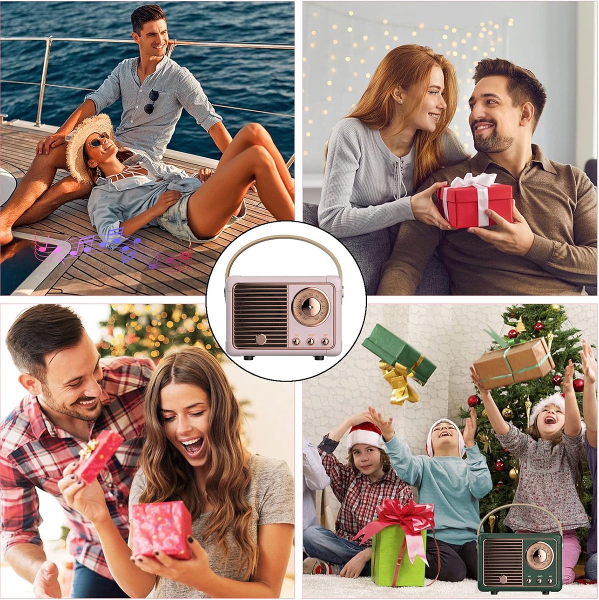 Retro vintage draagbare bluetooth speaker roze