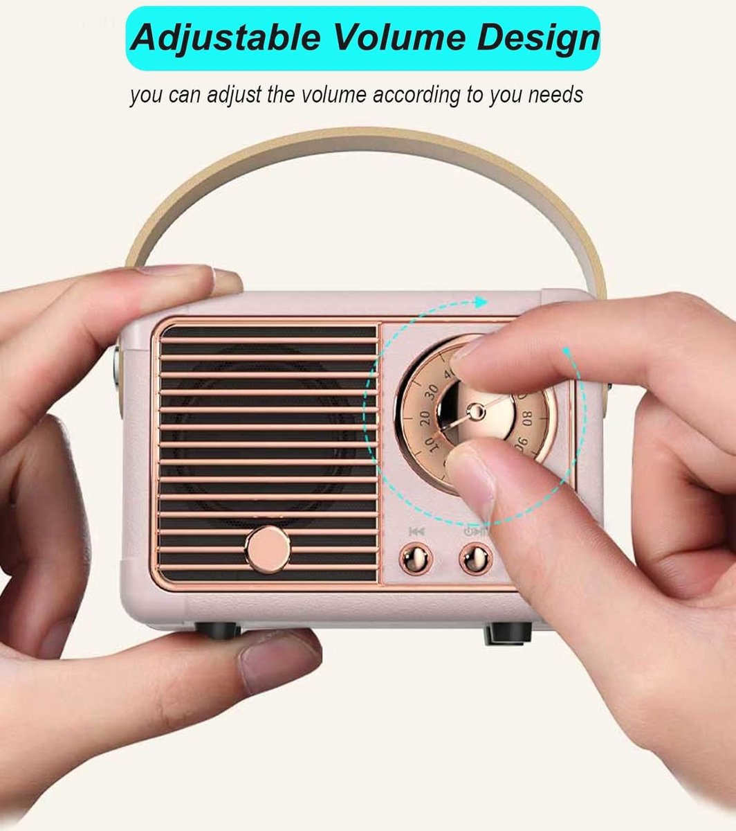 Retro vintage draagbare bluetooth speaker roze