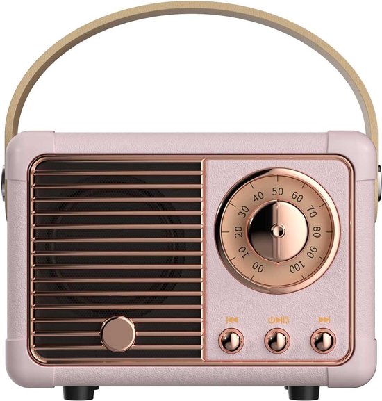 Retro vintage draagbare bluetooth speaker roze