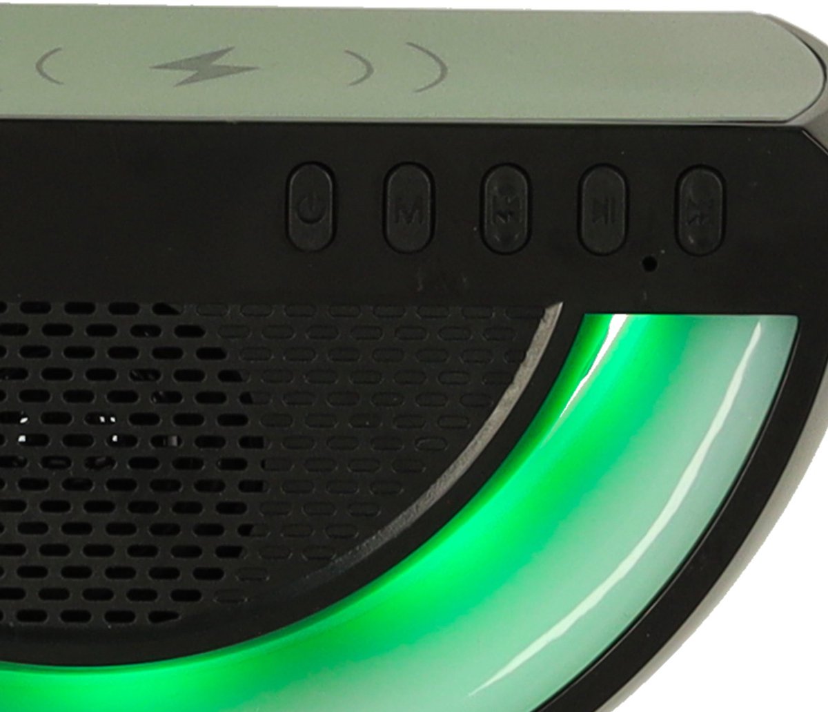RGB Lamp Bluetooth Speaker 3W Zwart met Draadloze Oplader en Radio