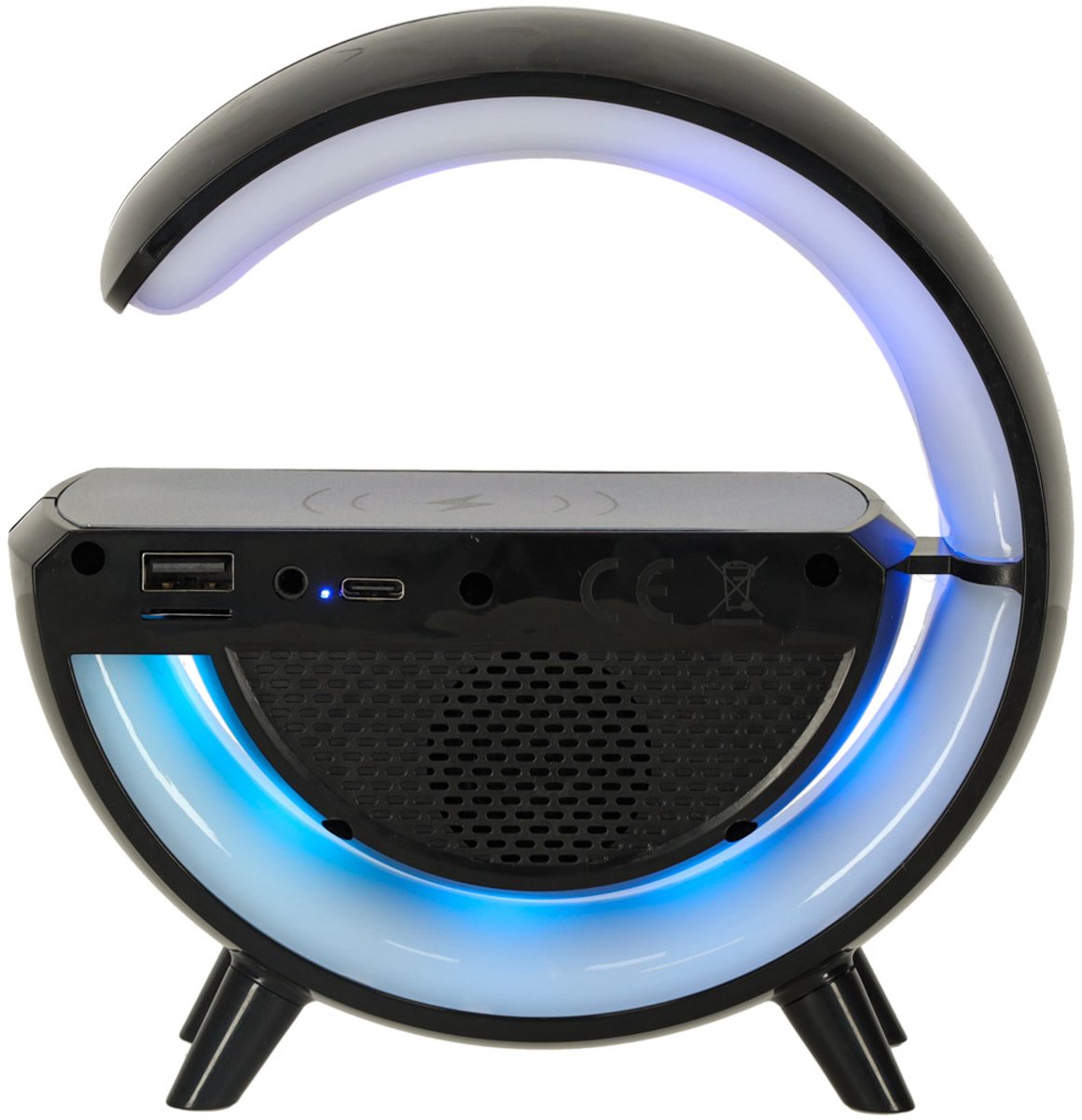 RGB Lamp Bluetooth Speaker 3W Zwart met Draadloze Oplader en Radio