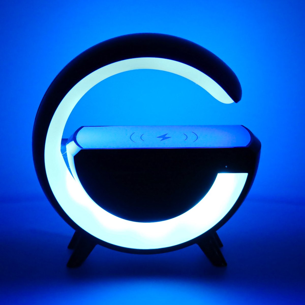 RGB Lamp Bluetooth Speaker 3W Zwart met Draadloze Oplader en Radio