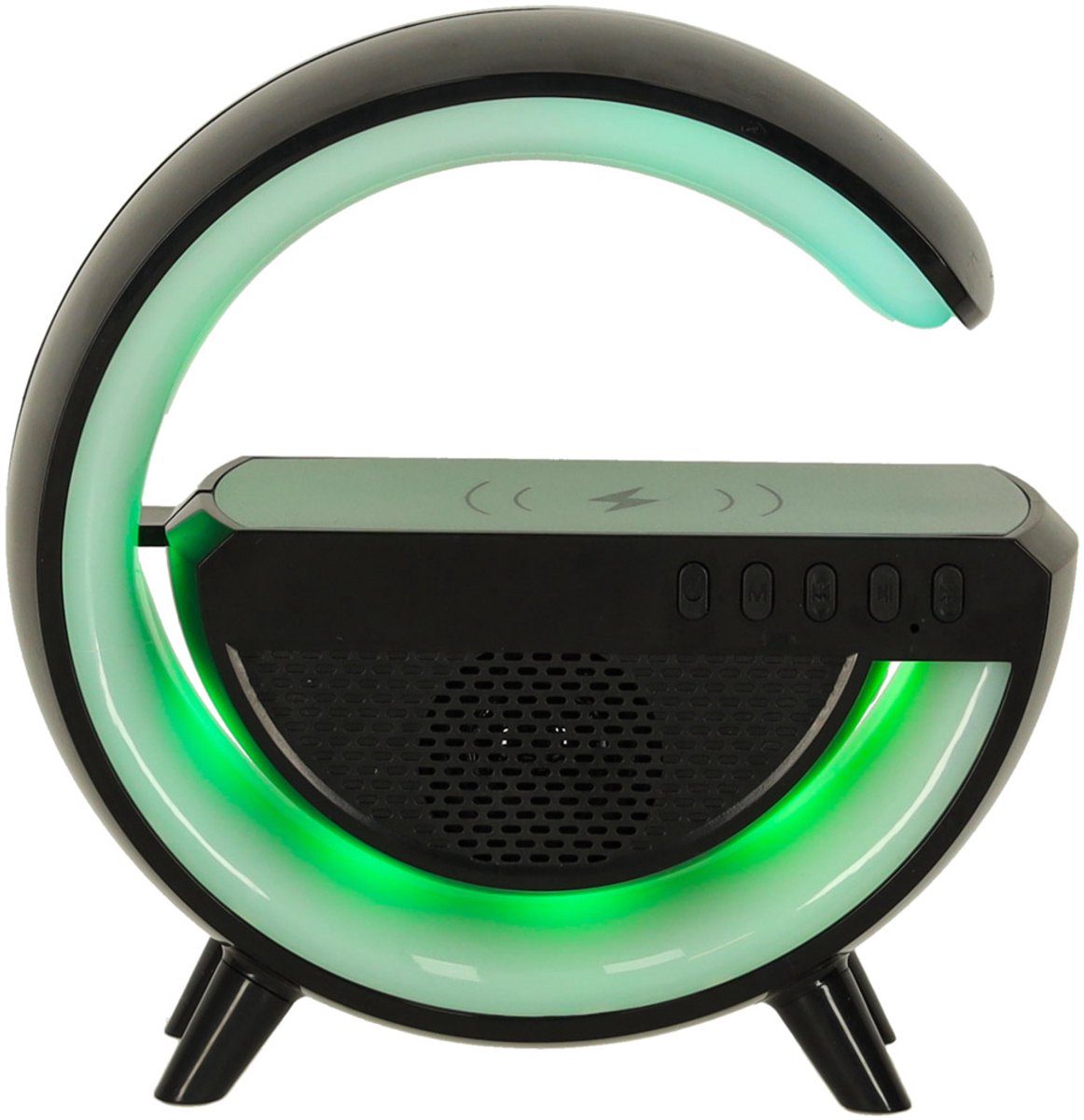 RGB Lamp Bluetooth Speaker 3W Zwart met Draadloze Oplader en Radio