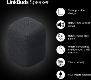 Sony LinkBuds Draadloze Bluetooth Speaker Zwart