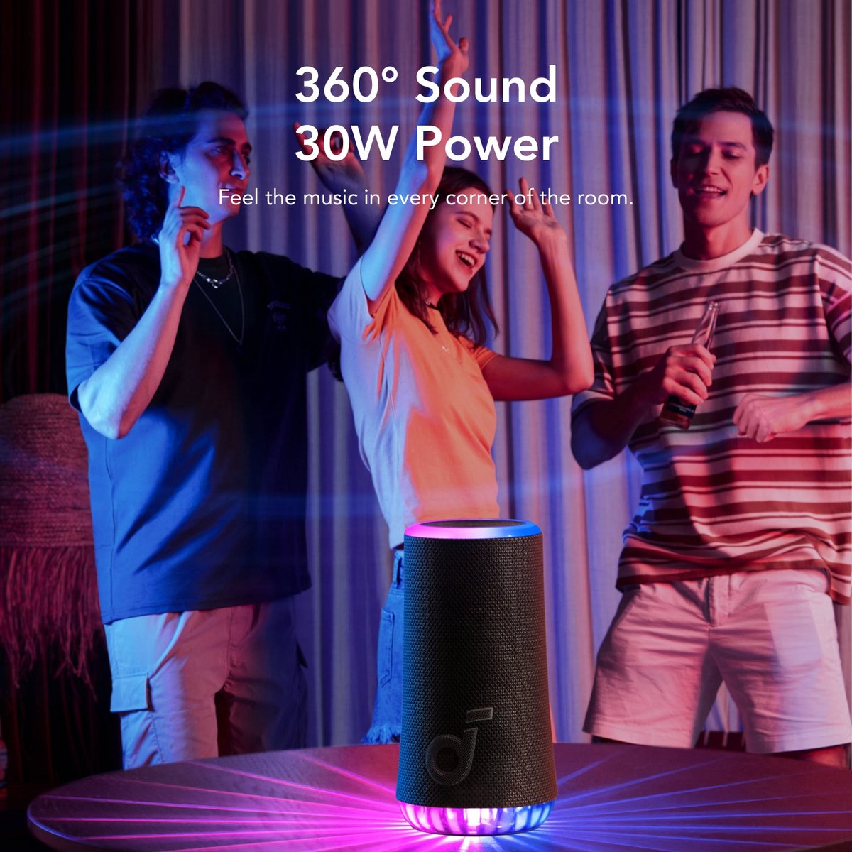 Soundcore Glow Mono draadloze speaker zwart 30W