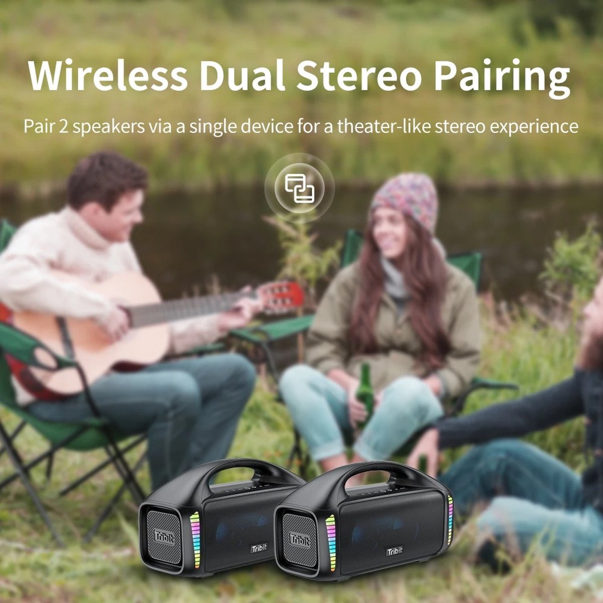 Stemily Bluetooth Speaker 90W Bluetooth 5.3 Waterproof Powerbank
