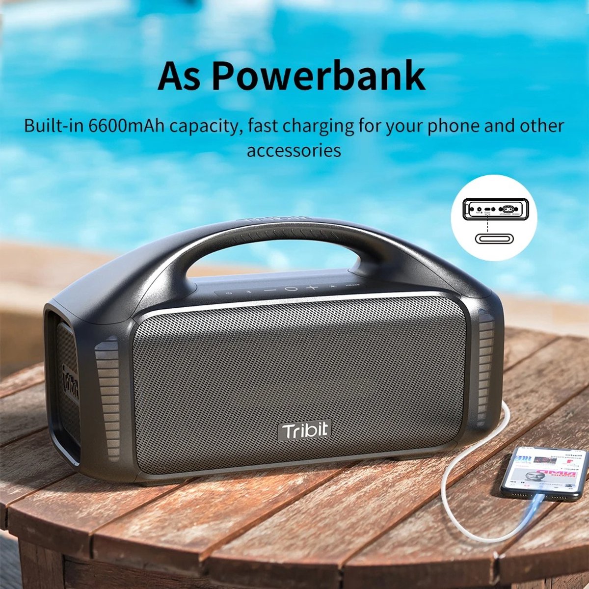 Stemily Bluetooth Speaker 90W Bluetooth 5.3 Waterproof Powerbank