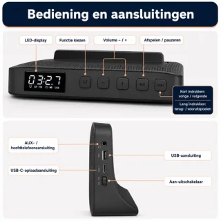 Thuys Cd-speler met bluetooth, radio, usb en aux - zwart