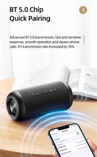 USAMS Draadloze Waterdichte Speaker 1800mAh Zwart