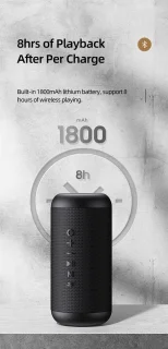 USAMS Draadloze Waterdichte Speaker 1800mAh Zwart