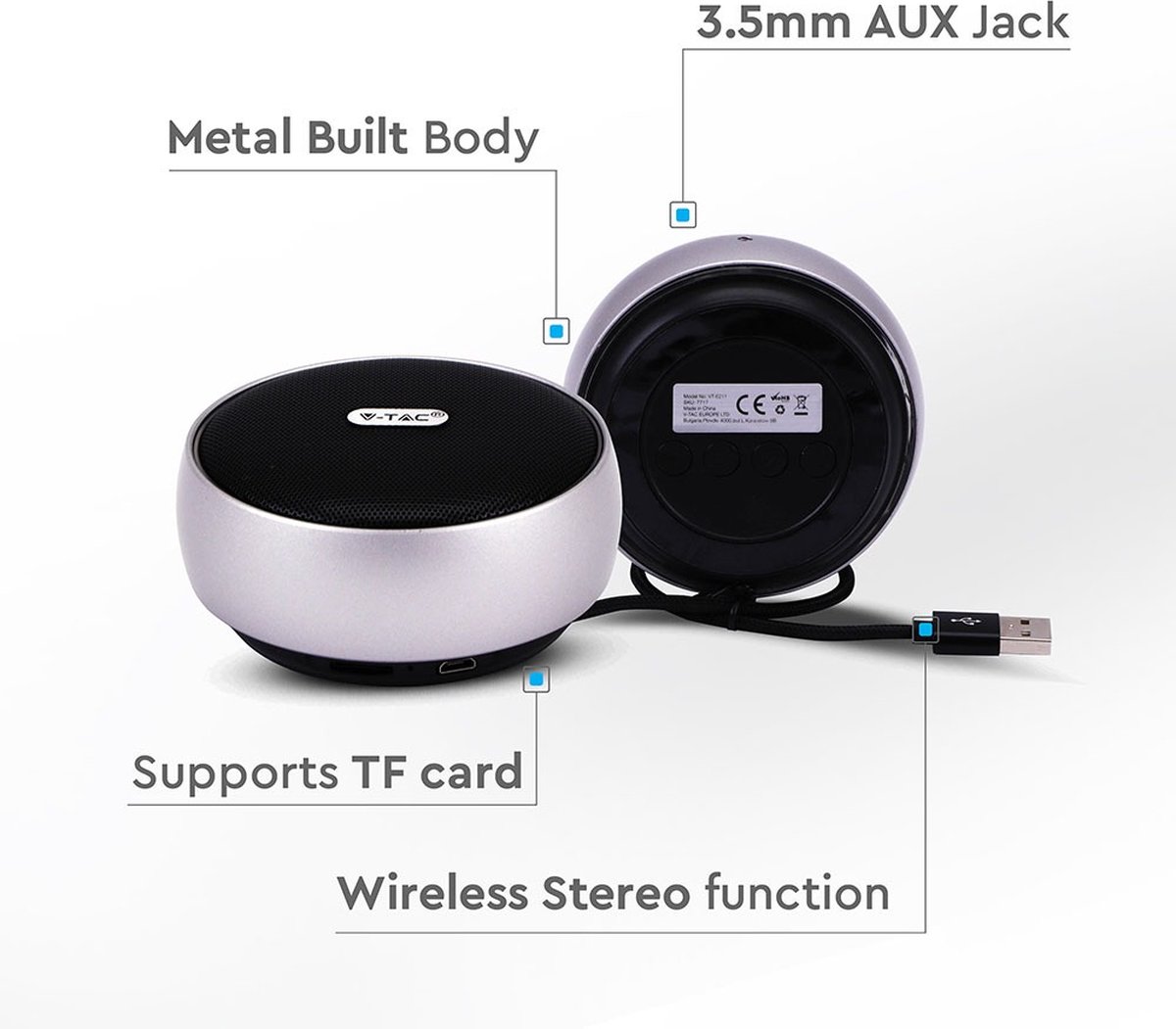 Wat vinden we goed aan de V-TAC VT-6211-G Bluetooth Clip Speaker Grijs