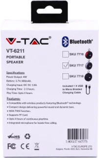 V-TAC VT-6211-G Bluetooth Clip Speaker Grijs