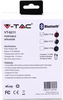 V-TAC VT-6211-RD Bluetooth Clip Speaker Rood