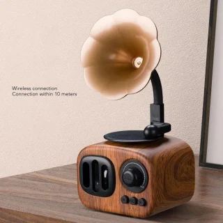 Vintage draadloze radio mini-grammofoon