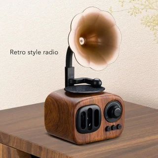 Vintage draadloze radio mini-grammofoon