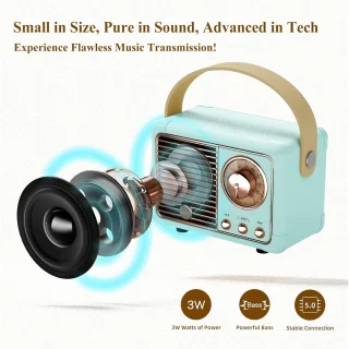 Ynkkvre Retro Bluetooth Speaker Blauw