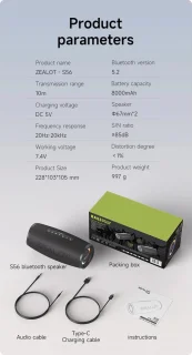 Zealot S56 Bluetooth Speaker Zwart 40W