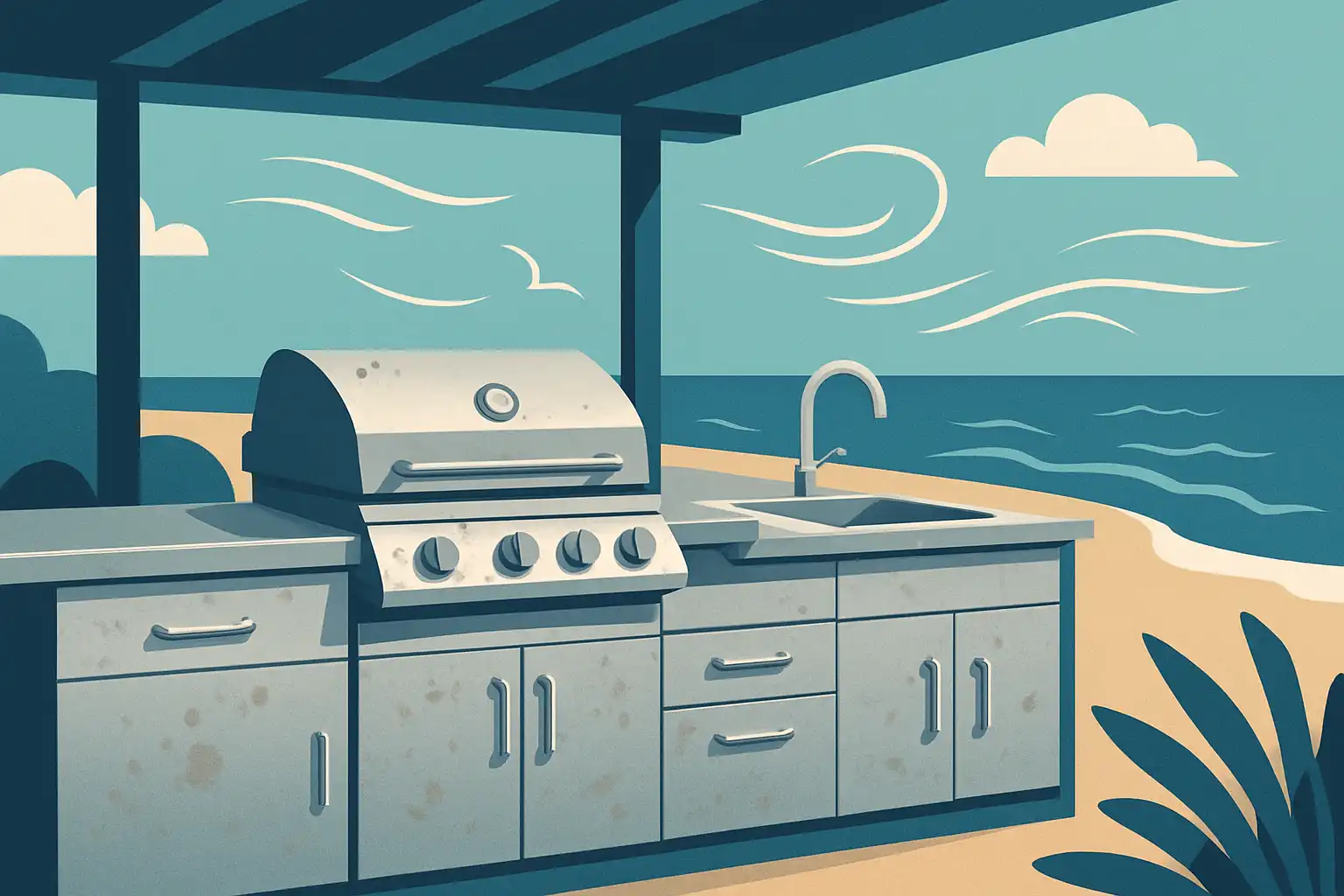 Buitenkeuken aan zee: zo bescherm je apparatuur tegen zout, wind en corrosie