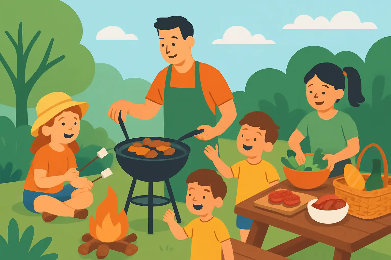 Buitenkoken met kinderen: veilige, leuke gerechten en activiteiten die het hele gezin erbij betrekken