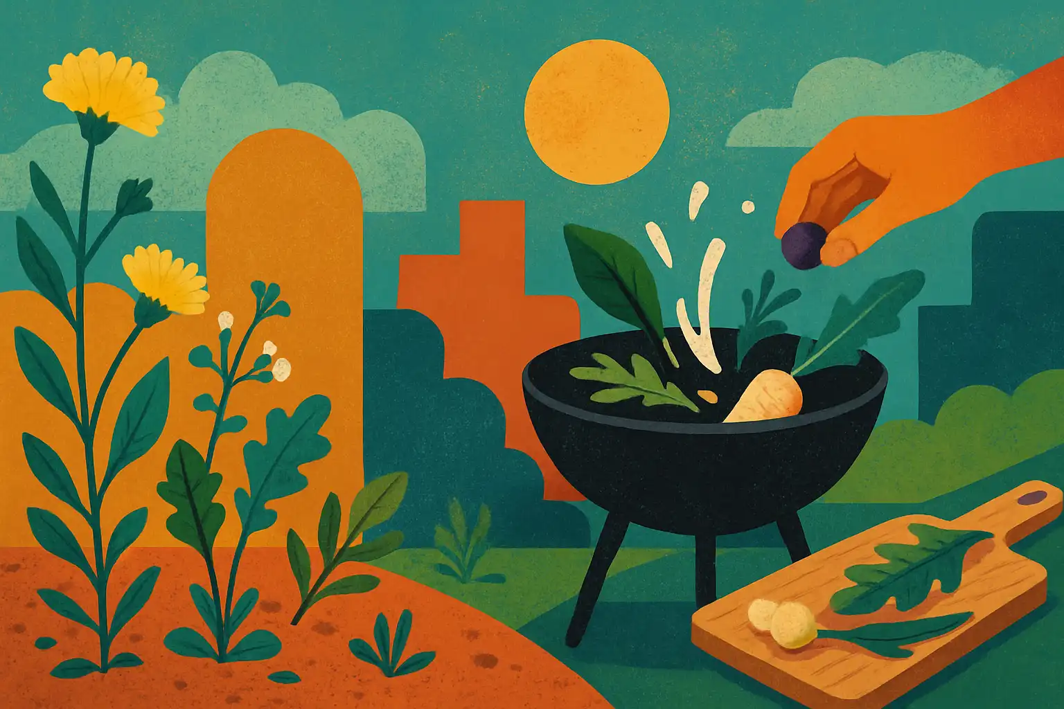 Van stoepplant tot showstopper: zo gebruik je urban foraging-ingrediënten in je buitenkeuken