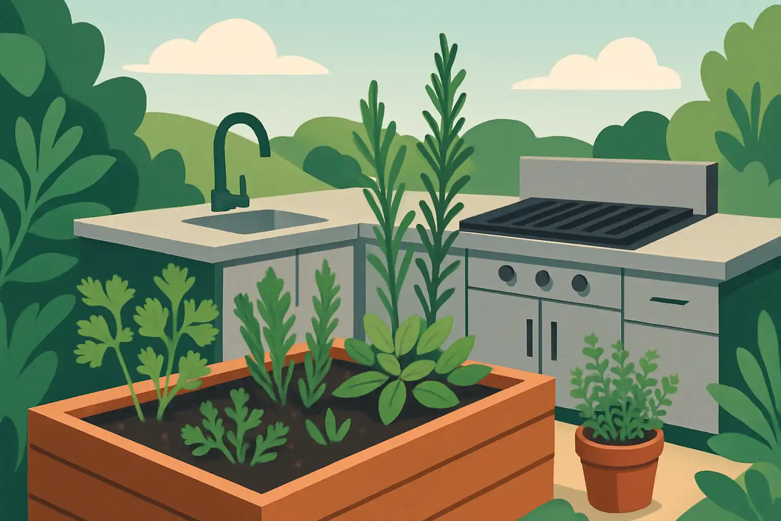 Van tuin tot tafel: zo integreer je een verse kruidentuin in je buitenkeuken