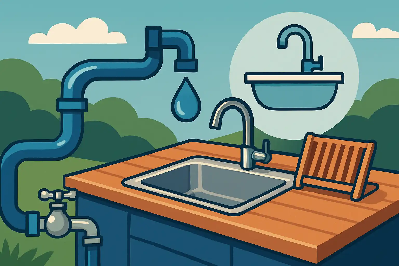 Van wateraansluiting tot afwasstation: zo voeg je een volwaardige spoelbak toe aan je buitenkeuken
