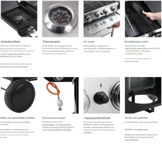 BBQ 5 in 1 - Barbecue op gas - Zilver - Thermostaat - Olievanger accessoires - Gasgrill met zijbrander