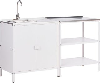 De BELIANI VILAMA - Tuin kookeiland met keukenkast 2-delig - Wit - RVS in één oogopslag