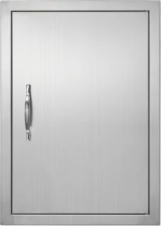 Bbq Toegangsdeur, 432 X 610 mm, Enkele Deur voor Buitenkeuken, Inbouw in Roestvrij Staal, Verticale Wandmontage met Handgreep voor Bbq-Eilanden en Barbecuestations 6+