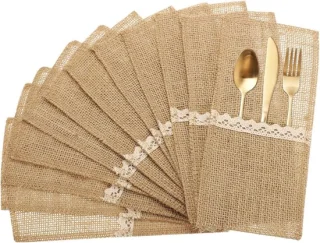 12 stuks jute kant bestekhouders