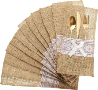 24 stuks jute-kant bestekhouders