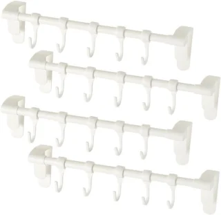 4 stuks ophangrekken voor keukengerei, 20 haken, 23,8 cm