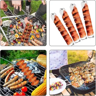4x RVS Kippenvleugel BBQ-vorken voor Grillen