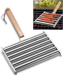 7,2-inch RVS worstroller met houten handvat